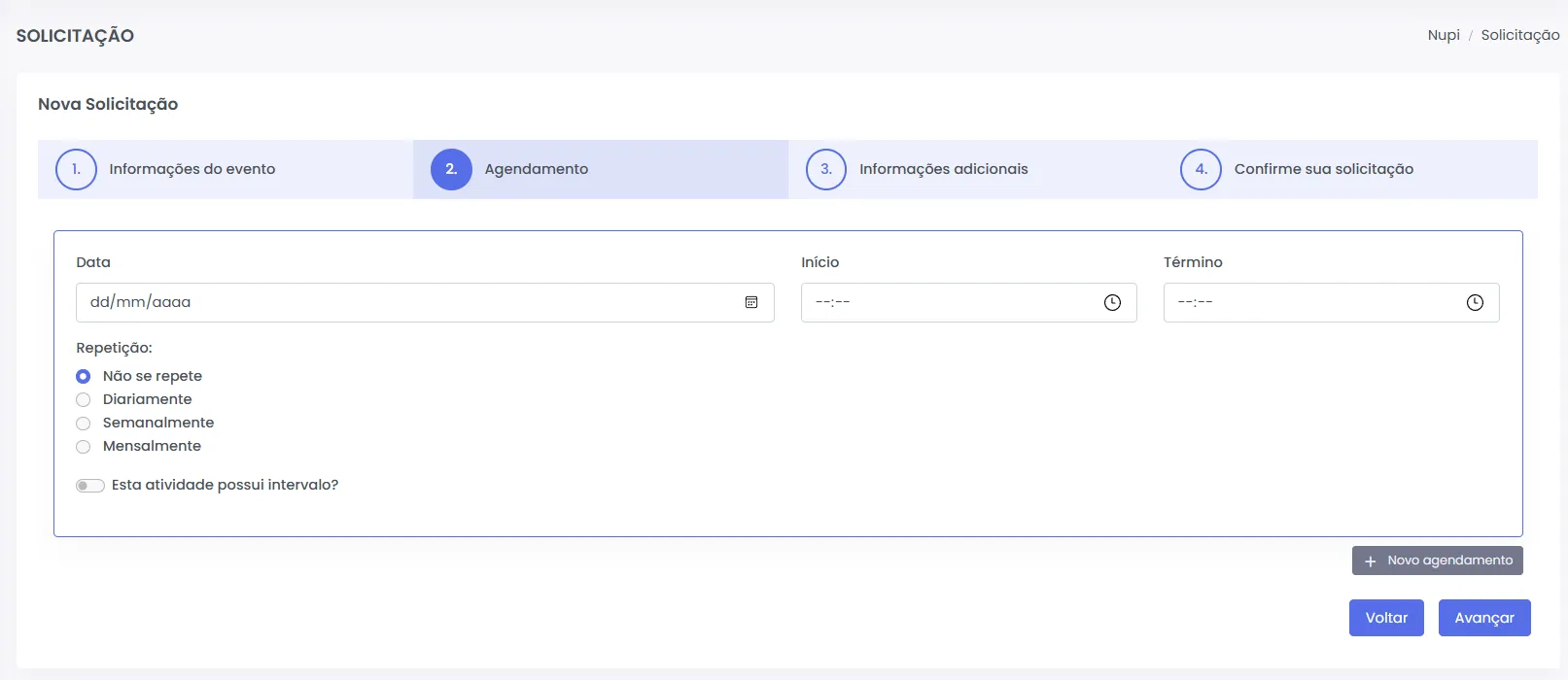 Etapa 2 - Agendamento